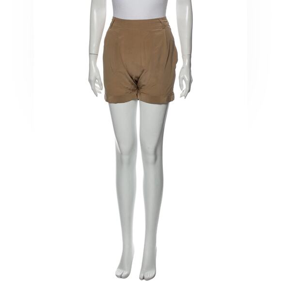 Brochu Walker Size P (XS/S) 100% Silk Brown Cuffed Mini Shorts - Picture 1 of 11